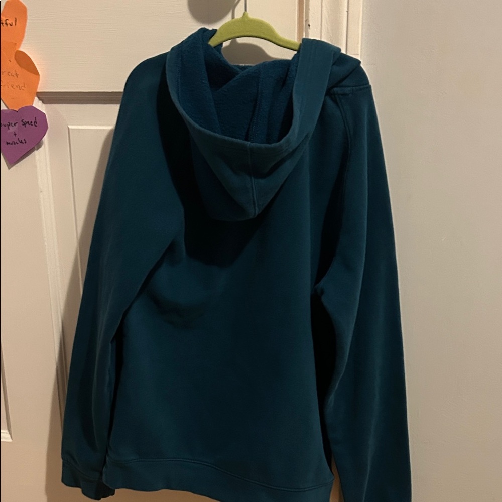 Boys size M hoodie Under Armour Dark Teal Hoodie with Vibrant Orange Accents - Picture 3 of 3